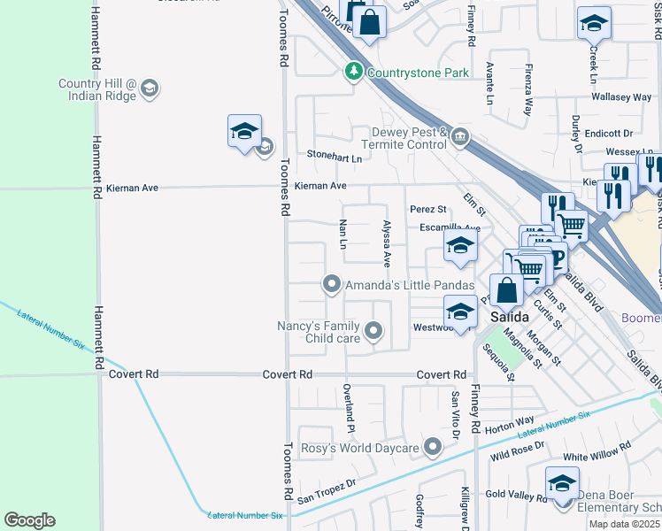 map of restaurants, bars, coffee shops, grocery stores, and more near 4628 Danielle Place in Salida