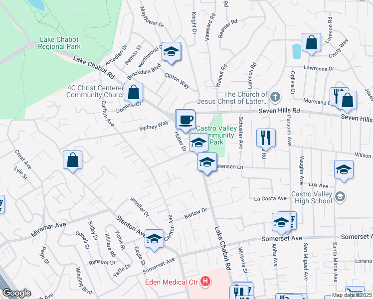 map of restaurants, bars, coffee shops, grocery stores, and more near 3254 Keith Avenue in Castro Valley