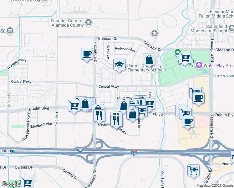 map of restaurants, bars, coffee shops, grocery stores, and more near in Dublin