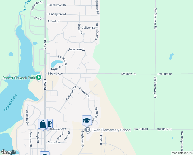 map of restaurants, bars, coffee shops, grocery stores, and more near 836-996 Southwest 80th Street in Augusta
