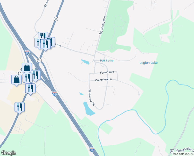 map of restaurants, bars, coffee shops, grocery stores, and more near 1101 Forest Avenue in Perryville