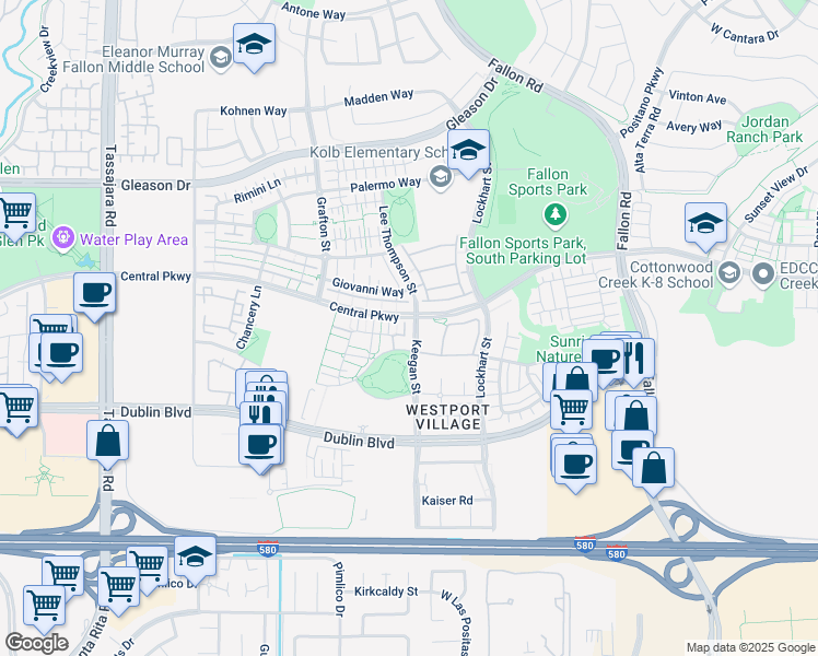 map of restaurants, bars, coffee shops, grocery stores, and more near 4302 Keegan Street in Dublin