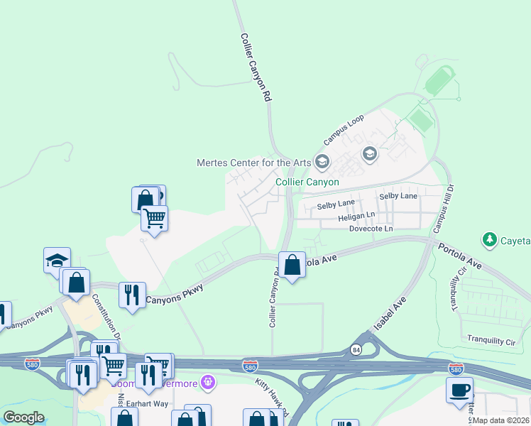 map of restaurants, bars, coffee shops, grocery stores, and more near 161 Bellington Common in Livermore