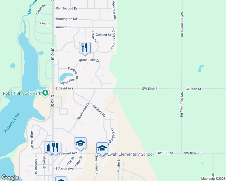 map of restaurants, bars, coffee shops, grocery stores, and more near 836-996 Southwest 80th Street in Augusta