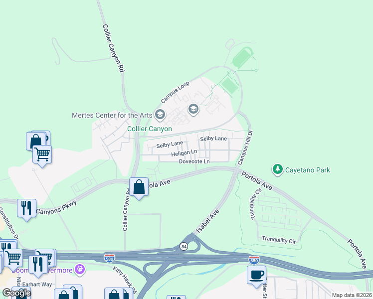 map of restaurants, bars, coffee shops, grocery stores, and more near 2 Tuileries Avenue in Livermore