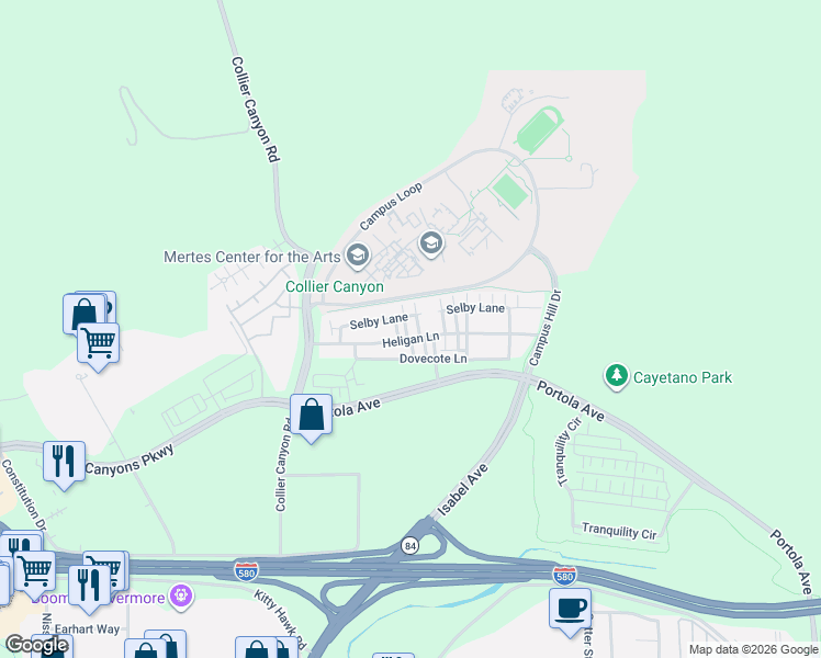 map of restaurants, bars, coffee shops, grocery stores, and more near 2 Tuileries Avenue in Livermore