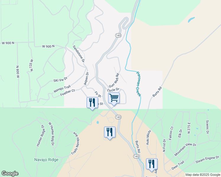map of restaurants, bars, coffee shops, grocery stores, and more near 202 Circle Drive in Brian Head