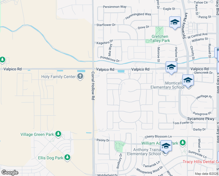 map of restaurants, bars, coffee shops, grocery stores, and more near 27124 Corral Hollow Road in Tracy