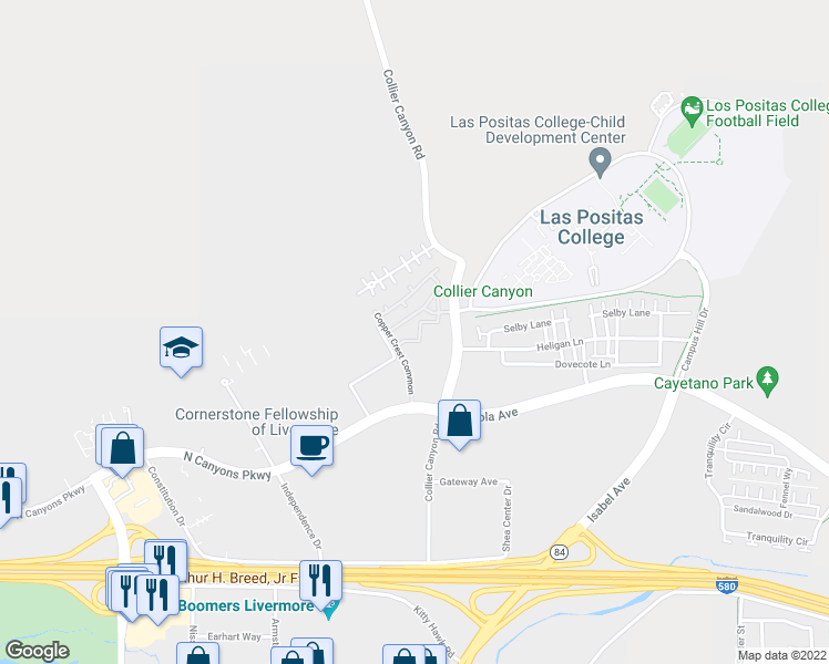 map of restaurants, bars, coffee shops, grocery stores, and more near 161 Bellington Common in Livermore