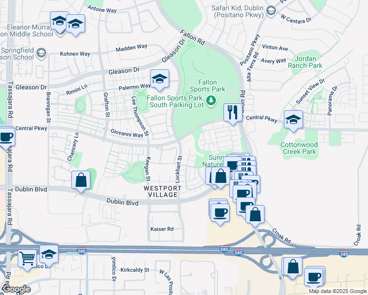map of restaurants, bars, coffee shops, grocery stores, and more near 4262 Midlands Court in Dublin