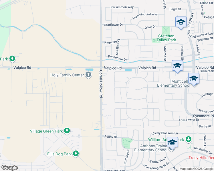map of restaurants, bars, coffee shops, grocery stores, and more near 27110 Corral Hollow Road in Tracy