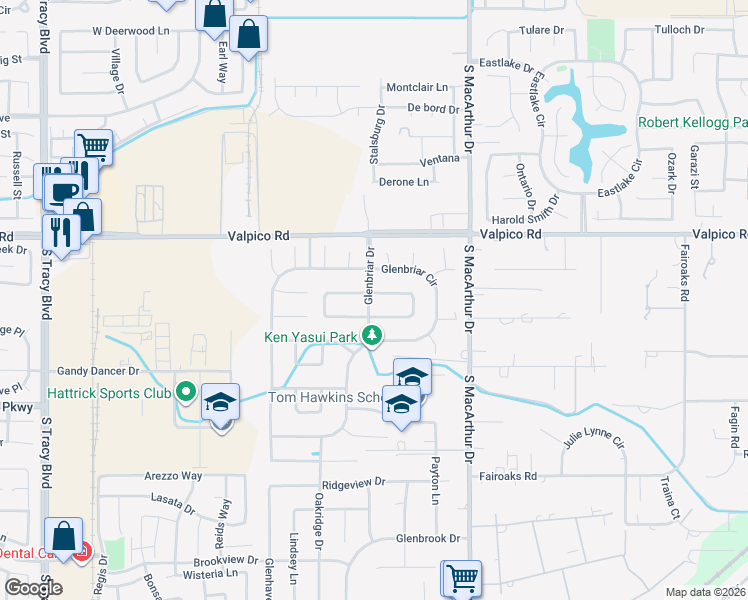 map of restaurants, bars, coffee shops, grocery stores, and more near 783 Quail Run Circle in Tracy