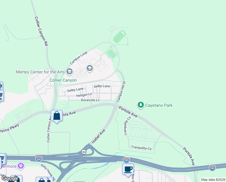 map of restaurants, bars, coffee shops, grocery stores, and more near 626 Heligan Lane in Livermore