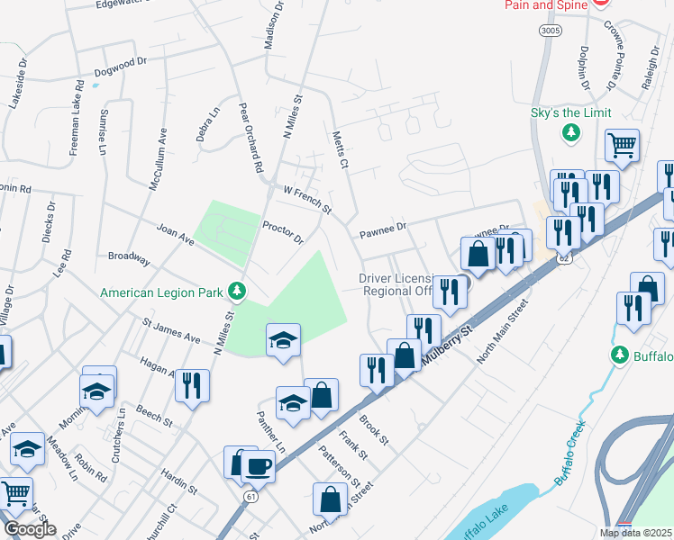 map of restaurants, bars, coffee shops, grocery stores, and more near 201 Oakwood Dr in Elizabethtown