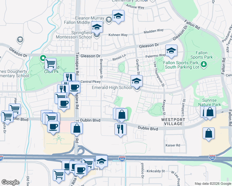 map of restaurants, bars, coffee shops, grocery stores, and more near 4486 Chancery Lane in Dublin