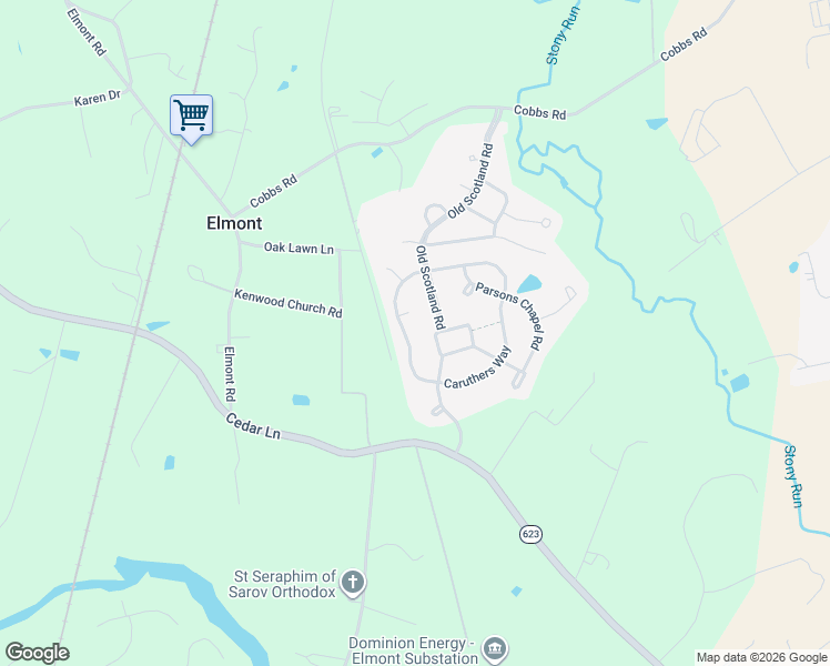 map of restaurants, bars, coffee shops, grocery stores, and more near 11490 New Town Court in Glen Allen