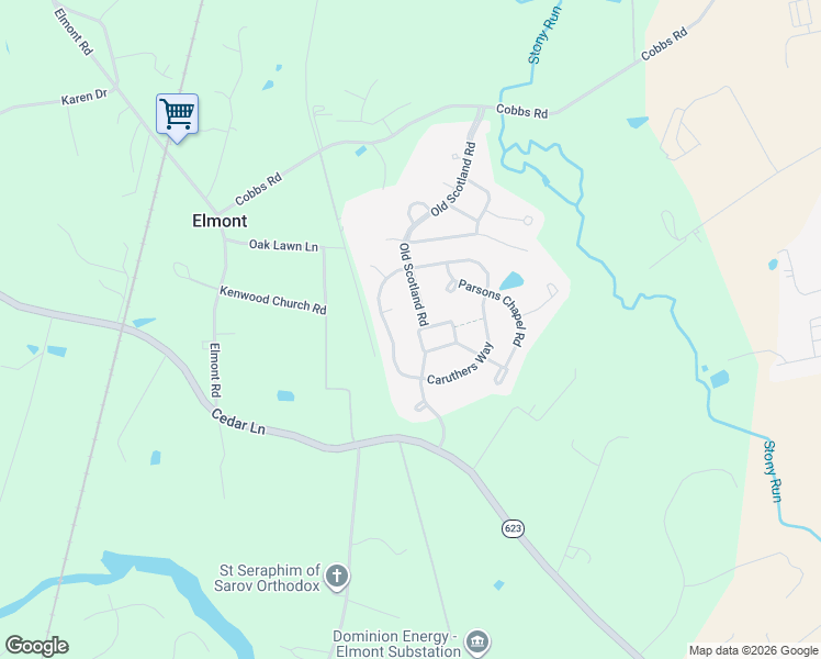 map of restaurants, bars, coffee shops, grocery stores, and more near 11490 New Town Court in Glen Allen