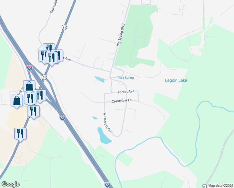 map of restaurants, bars, coffee shops, grocery stores, and more near 1101 Forest Avenue in Perryville