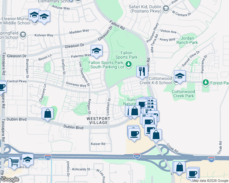 map of restaurants, bars, coffee shops, grocery stores, and more near 4262 Midlands Court in Dublin