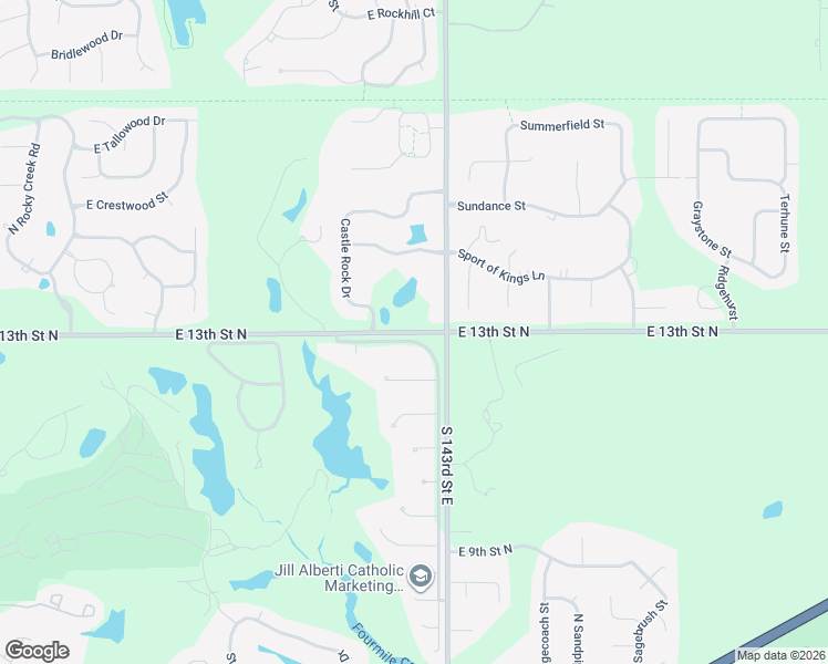 map of restaurants, bars, coffee shops, grocery stores, and more near 14273 East 13th Street North in Wichita