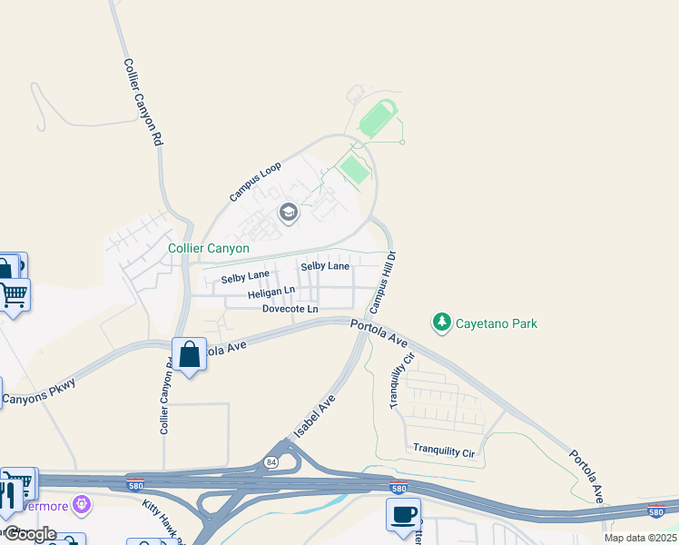 map of restaurants, bars, coffee shops, grocery stores, and more near 530 Heligan Lane in Livermore