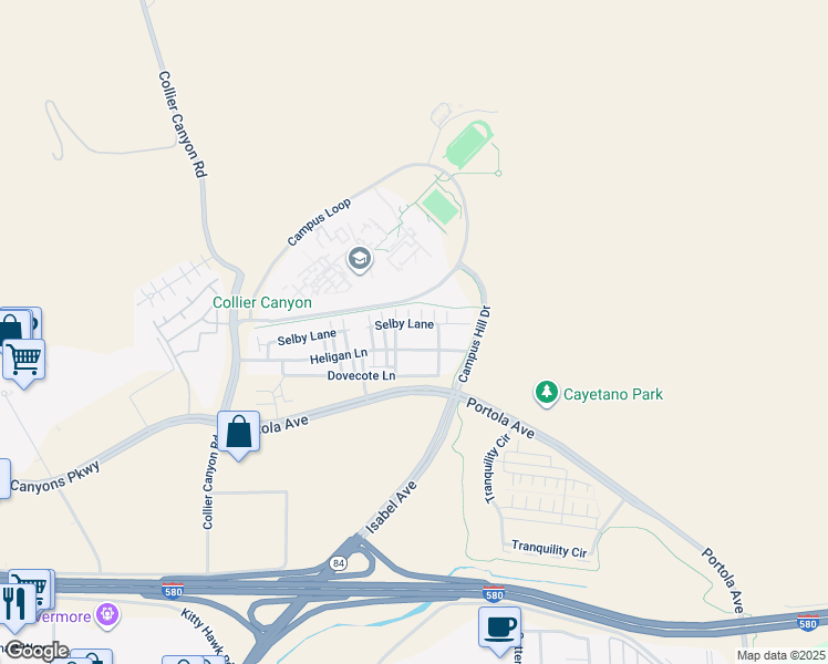 map of restaurants, bars, coffee shops, grocery stores, and more near 530 Heligan Lane in Livermore