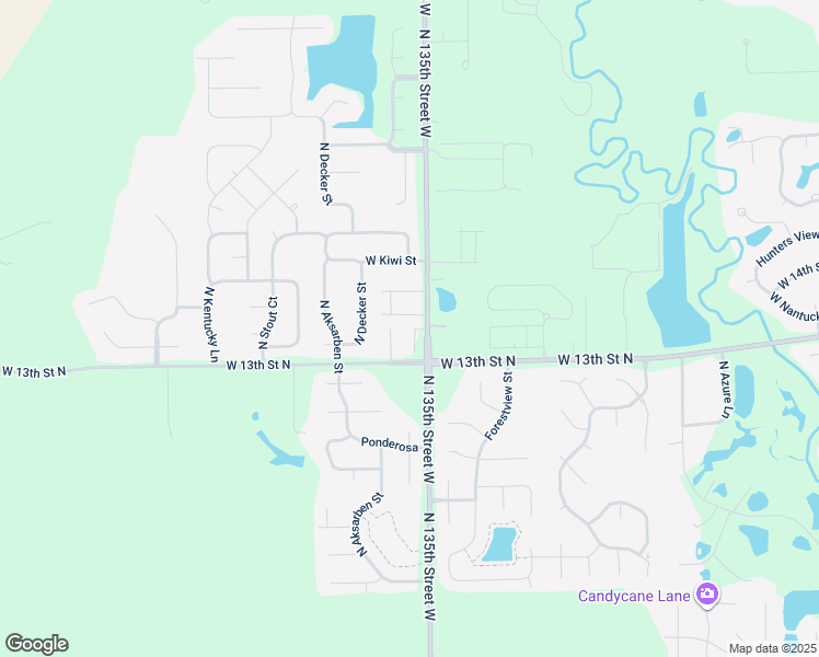 map of restaurants, bars, coffee shops, grocery stores, and more near 13601-13785 West 13th Street North in Wichita