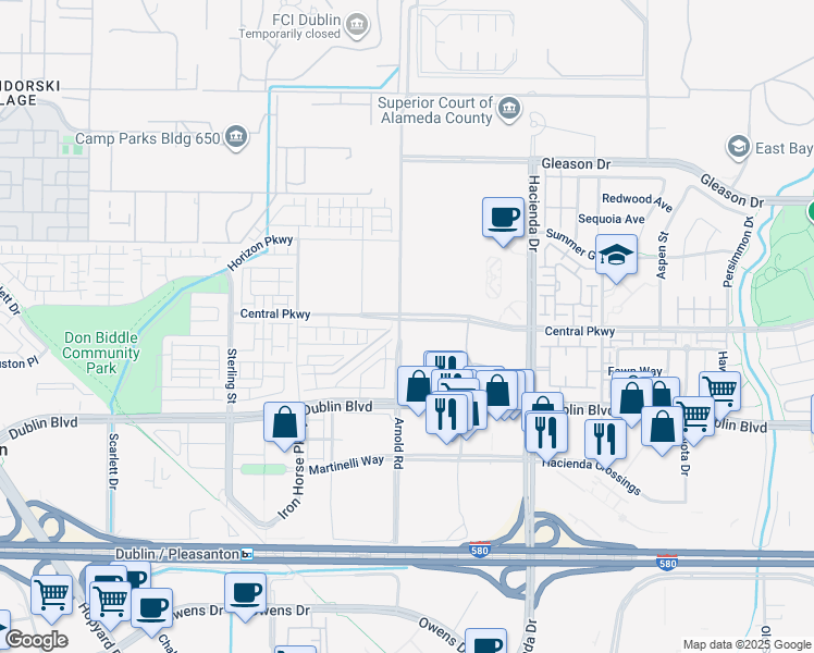 map of restaurants, bars, coffee shops, grocery stores, and more near 2 Dublin Boulevard in Dublin