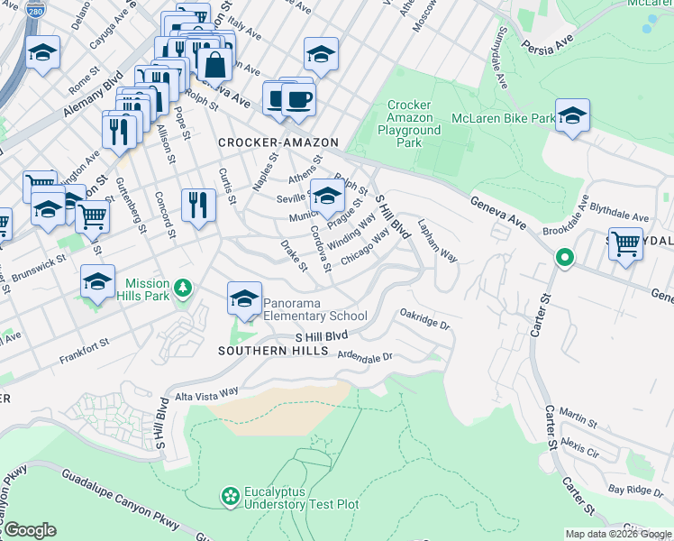 map of restaurants, bars, coffee shops, grocery stores, and more near in 