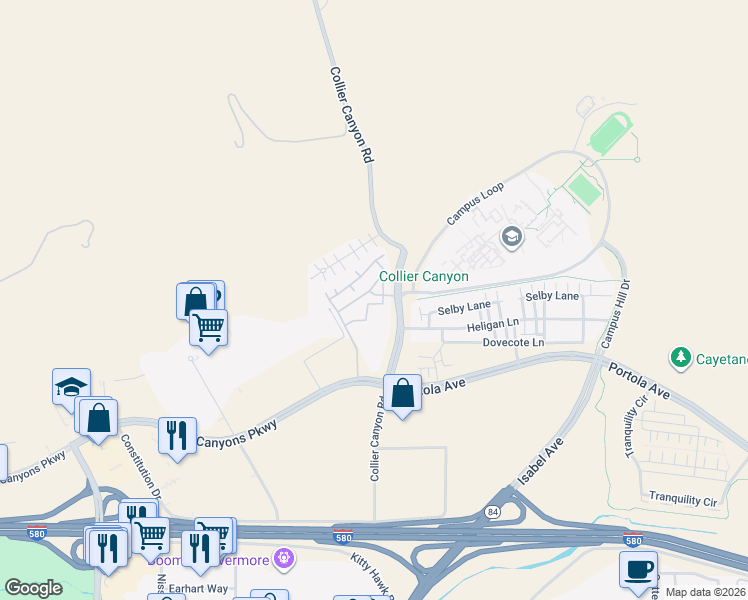 map of restaurants, bars, coffee shops, grocery stores, and more near 51 Bellington Common in Livermore