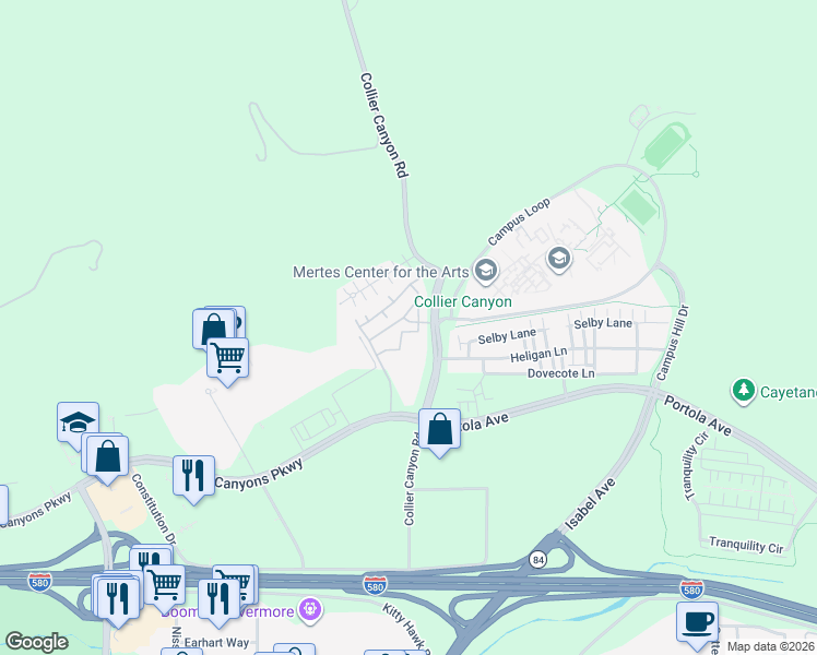 map of restaurants, bars, coffee shops, grocery stores, and more near 51 Bellington Common in Livermore