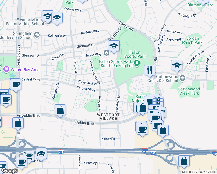 map of restaurants, bars, coffee shops, grocery stores, and more near 3135 Central Parkway in Dublin