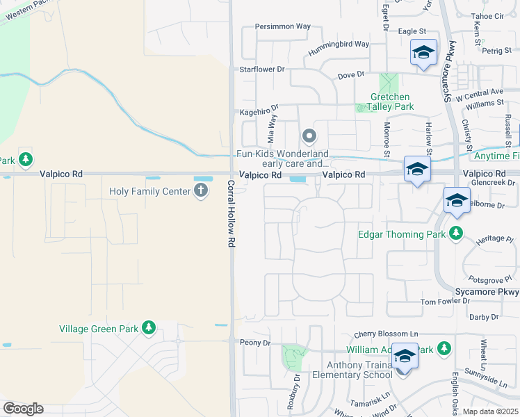 map of restaurants, bars, coffee shops, grocery stores, and more near 2983 Beyers Avenue in Tracy