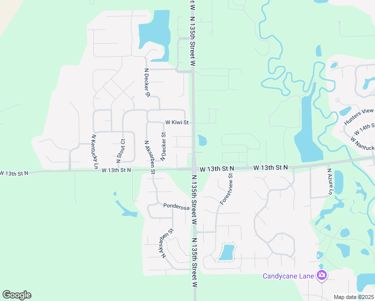 map of restaurants, bars, coffee shops, grocery stores, and more near 13601-13785 West 13th Street North in Wichita
