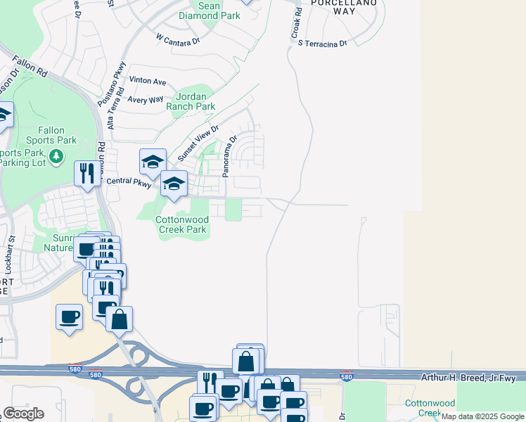 map of restaurants, bars, coffee shops, grocery stores, and more near 3871 Camino Loop in Dublin