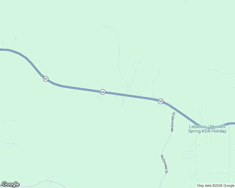 map of restaurants, bars, coffee shops, grocery stores, and more near 12928 Missouri 64 in Lebanon