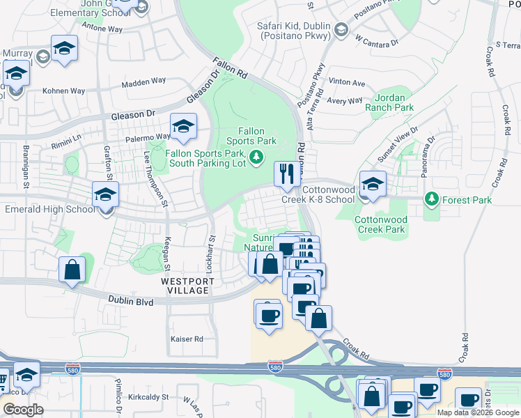 map of restaurants, bars, coffee shops, grocery stores, and more near 4250 Kelton Street in Dublin