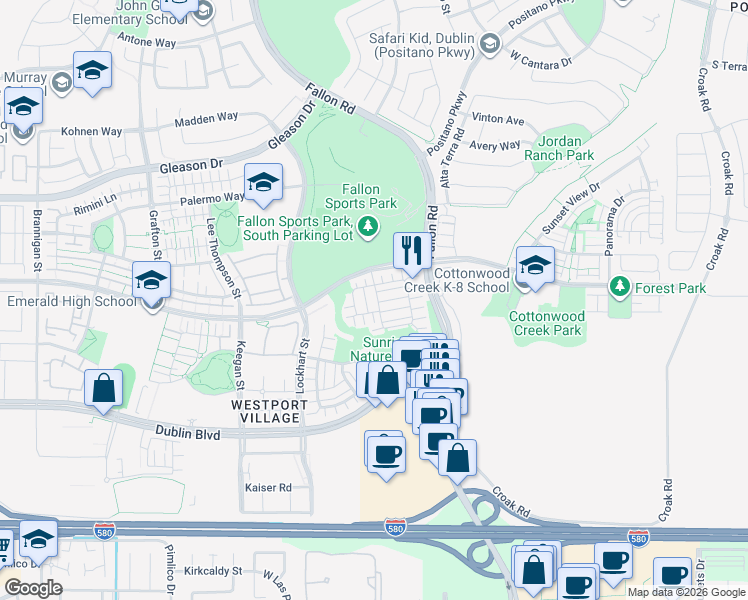 map of restaurants, bars, coffee shops, grocery stores, and more near 4250 Kelton Street in Dublin