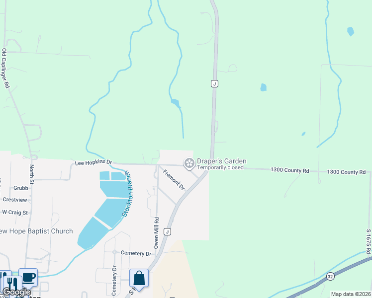 map of restaurants, bars, coffee shops, grocery stores, and more near 1101 Owens Mill Road in Stockton