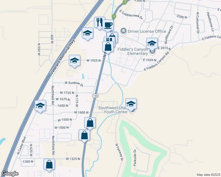 map of restaurants, bars, coffee shops, grocery stores, and more near East Canyon Commercial Avenue in Cedar City