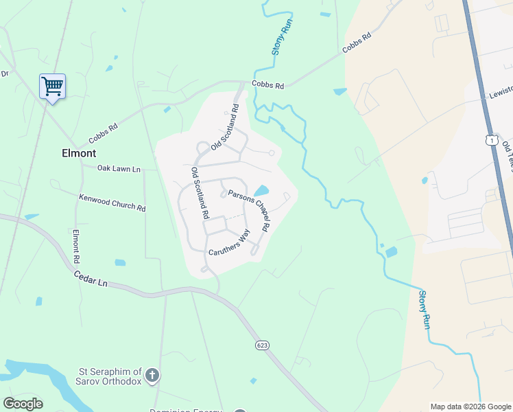 map of restaurants, bars, coffee shops, grocery stores, and more near 11395 Caruthers Way in Glen Allen