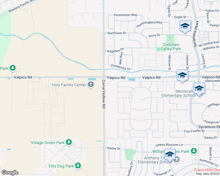 map of restaurants, bars, coffee shops, grocery stores, and more near 11950 Valpico Road in Tracy