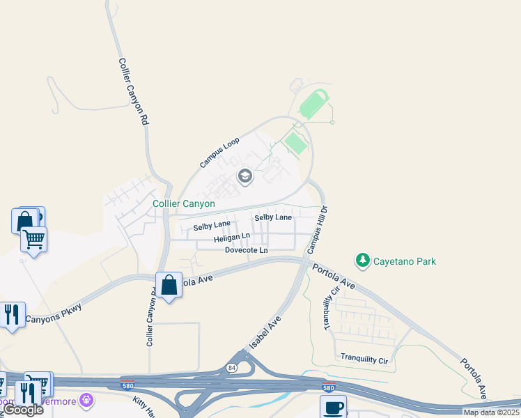 map of restaurants, bars, coffee shops, grocery stores, and more near 478 Selby Lane in Livermore