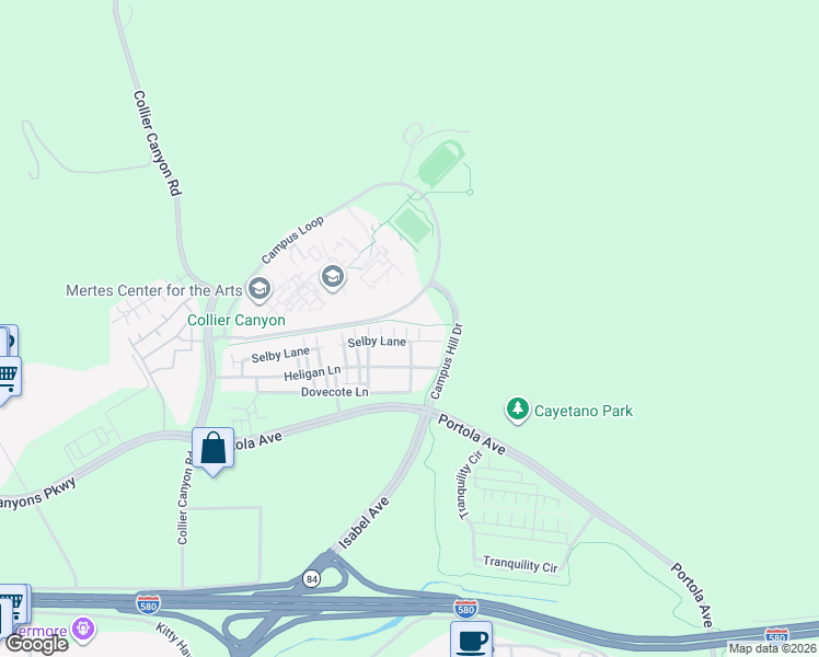 map of restaurants, bars, coffee shops, grocery stores, and more near 626 Selby Lane in Livermore