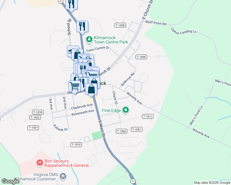 map of restaurants, bars, coffee shops, grocery stores, and more near 17 Chase St in Kilmarnock