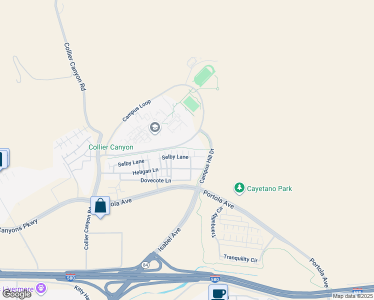 map of restaurants, bars, coffee shops, grocery stores, and more near 588 Selby Lane in Livermore