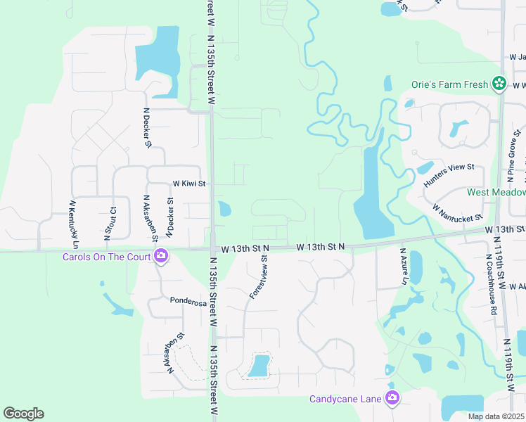 map of restaurants, bars, coffee shops, grocery stores, and more near 13117 Hunters View Street in Wichita
