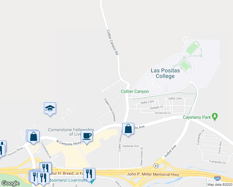 map of restaurants, bars, coffee shops, grocery stores, and more near 110 Wildrose Common in Livermore