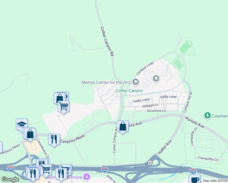 map of restaurants, bars, coffee shops, grocery stores, and more near 145 Wildrose Common in Livermore