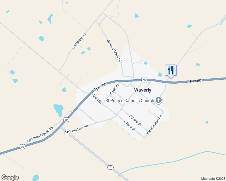 map of restaurants, bars, coffee shops, grocery stores, and more near 118 South Mill Street in Waverly